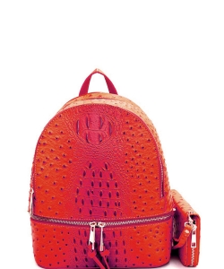 Ostrich Croc Backpack with Wallet OS1082W BURNT ORANGE